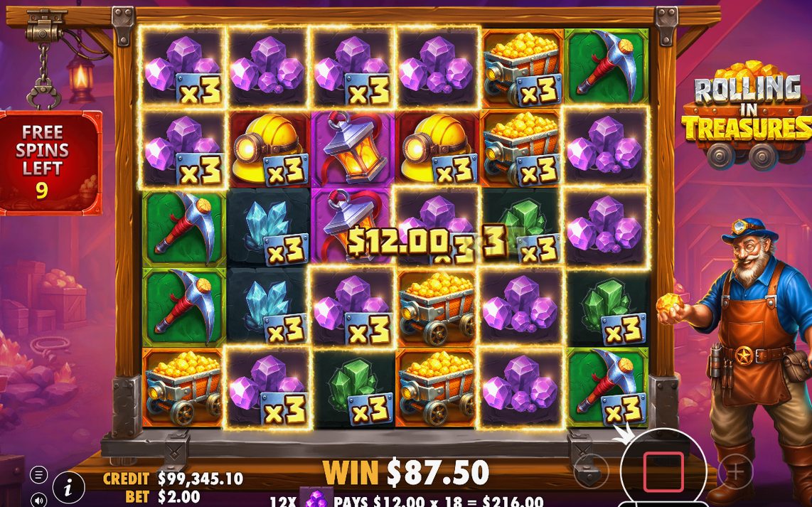 Multiplikatorn i Free Spins växer under hela rundan