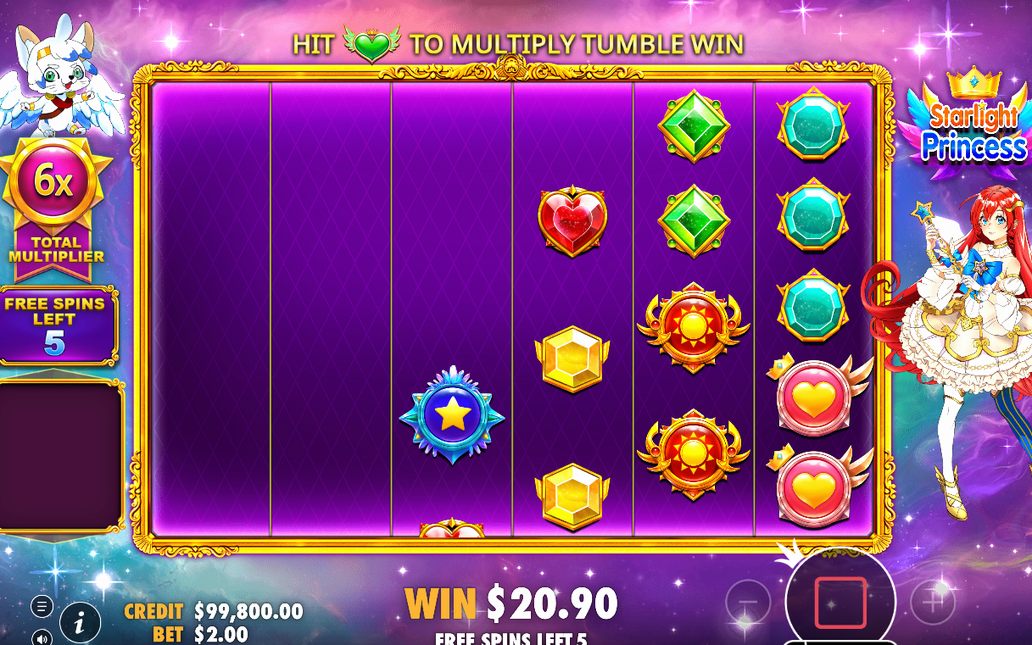 Free Spins-läget mot den lila stjärnhimlen